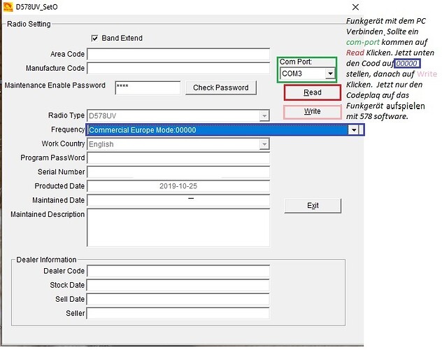Bandcood-einstelleng